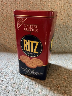 VTG Nabisco Ritz Crackers 1987 Limited Edition Tin 16 oz. 9'' x 4''