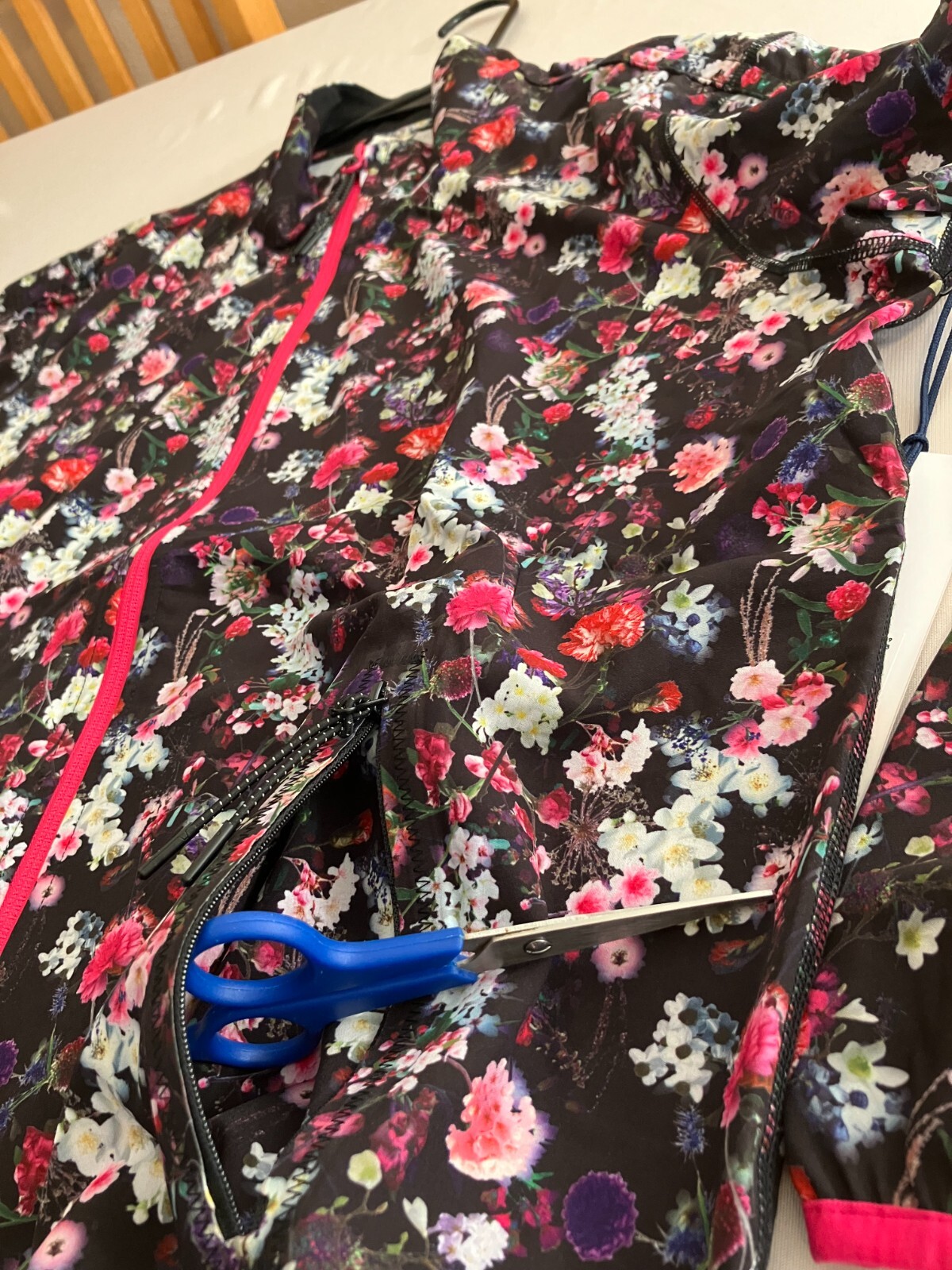 Giacca a vento tennis Fila floreale nera full zip taglia media rosa kick servi