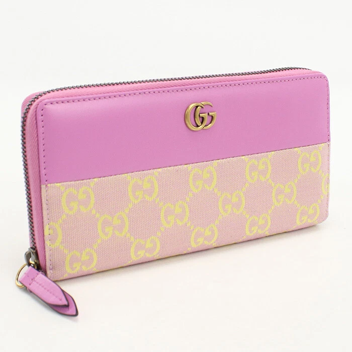 GUCCI 783117 Portefeuille zippé GG Supreme PurseZip Around GG toile rose femmes