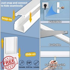 236in Cord Hider Kit White Wall Mount TV Wire Covers Raceway