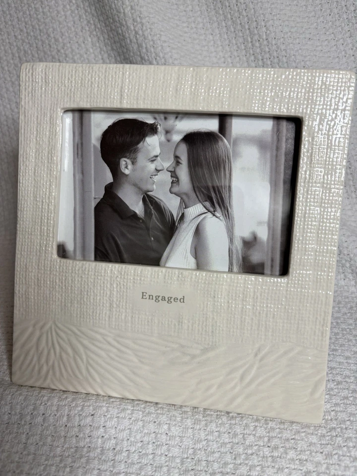 Engaged White Picture Frame Holds 4X6 Photo Engagement Present - Image 3 of 4