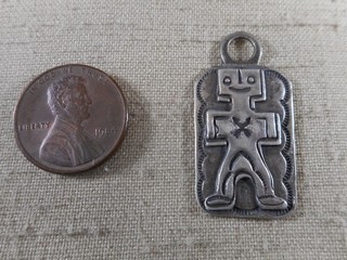 FRED HARVEY era sterling silver watch fob tab pendant with unusual design