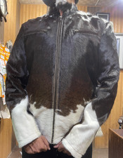 Men Genuine Cowhide Hair On Pony Skin Jacket Western Style Real Cowhide Leather