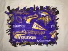 Minnesota Vikings Football Double Sided Hand Tied Fleece Rag Pillow ~ New