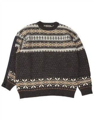 Lerros Herren Rundhals Pullover Sweater Large Grau Fair Isle AM22