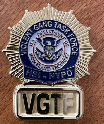 Very Rare HSI NYPD NY VGTF Challenge Coin, HSI/NYPD Violent Gang Task Force