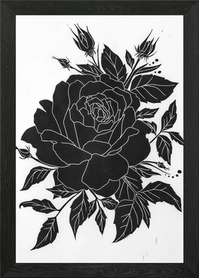 Schwarze Rose gerahmtes Wandbild Poster Leinwanddruck Bild