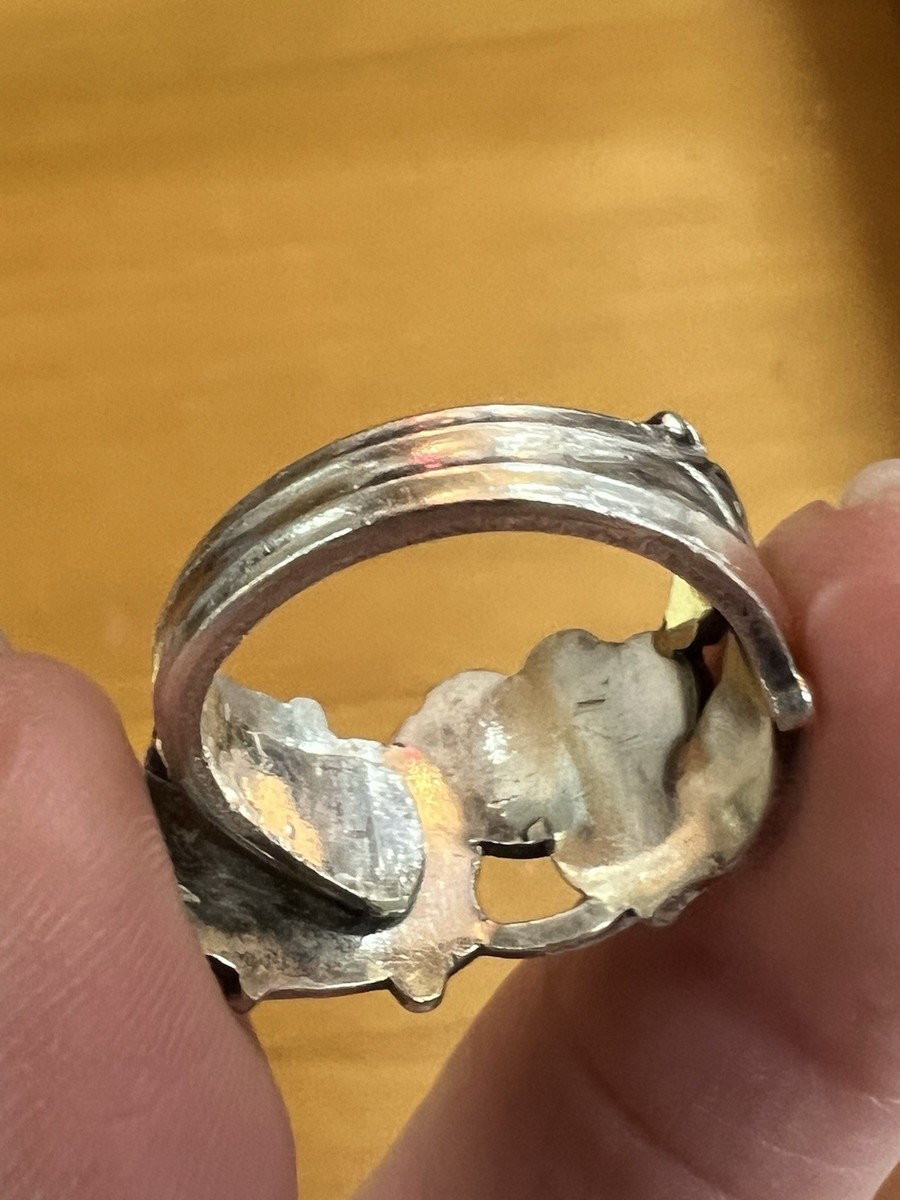 Vintage Mathinsen EPNS Ring Norway Silver Spoon Ring Adjustable View 6