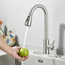 Kitchen Sink Faucet Brushed Nickel Single Han...