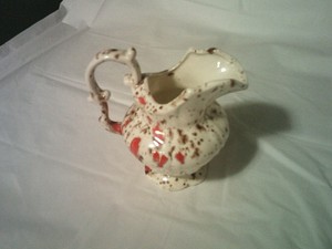 Mullins Ceramics Pitcher With Orange and White Splatter