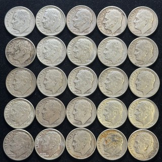 25 Silver Roosevelt Dimes – Mixed Condition 90% Silver 1.81 oz ASW