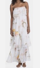 White House Black Market XS Strapless Floral Tiered Maxi Dress NWOT Retail $170