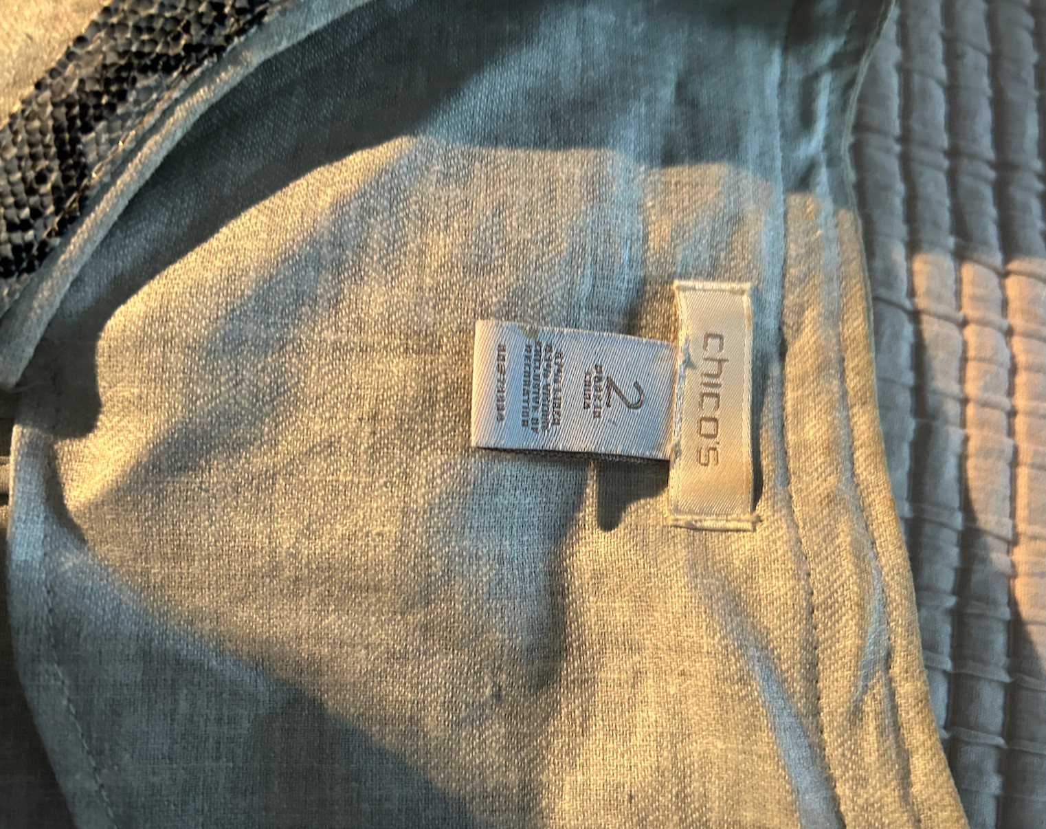 Chico's Gray LInen Jacket with Python Borader Lar… - image 4