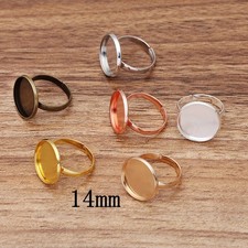 15PCS, Brass Adjustable Ring Findings Bases, Bezel Round Cabochon Settings, Mul