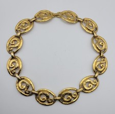 Vintage Necklace Heavy Chunky Spiral Links Statement 18" Gold Tone