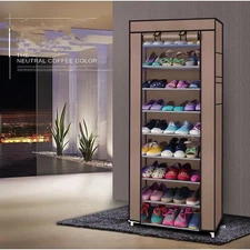 10 Tier Shoe Rack Shelf Storage Closet Organizer Cabinet Saving Dustproof Stand