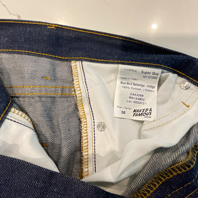 Naked & Famous Super Guy Blue Bird Selvedge Indigo Jeans Dark Wash 36