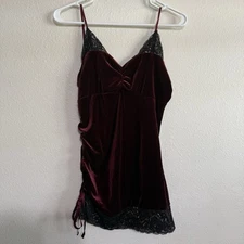 Charlotte Russe Velvet 90s Y2K Babydoll Tank Top Strappy Side Tie Large Fairy