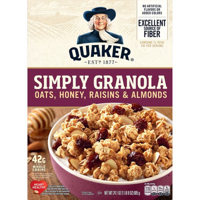 Quaker Simply Granola Breakfast Cereal, Oats Honey Raisins & Almonds, 24.1 oz