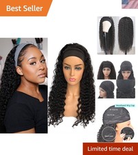 20-Inch Deep Wave Human Hair Headband Wig for Effortless Style - 150 Density