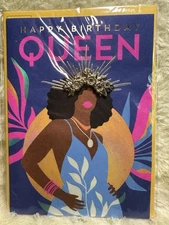 Papyrus Birthday Card Black African American Woman QUEEN Metal Hair Crown