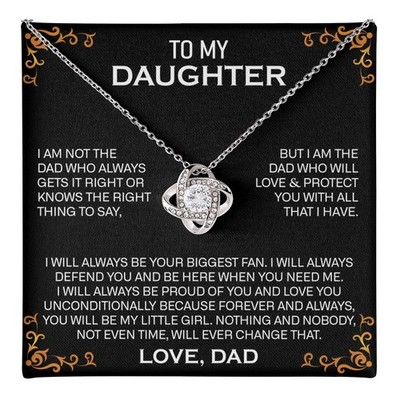 Cubic Zirconia Love Knot Pendant Necklace Daughter Gift from Dad with Box