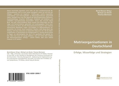 Bernd Benser (Hrsg. (u. a.) | Matrixorganisationen in Deutschland | Taschenbuch