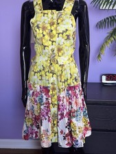 Dolce&Gabbana Yellow Floral Shirt Buttons  Sundress Open Back Tie