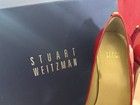 Stuart Weitzman Red Patent Leather Peep Toe Platform Slip-On Heel US 8.5M — photo 5