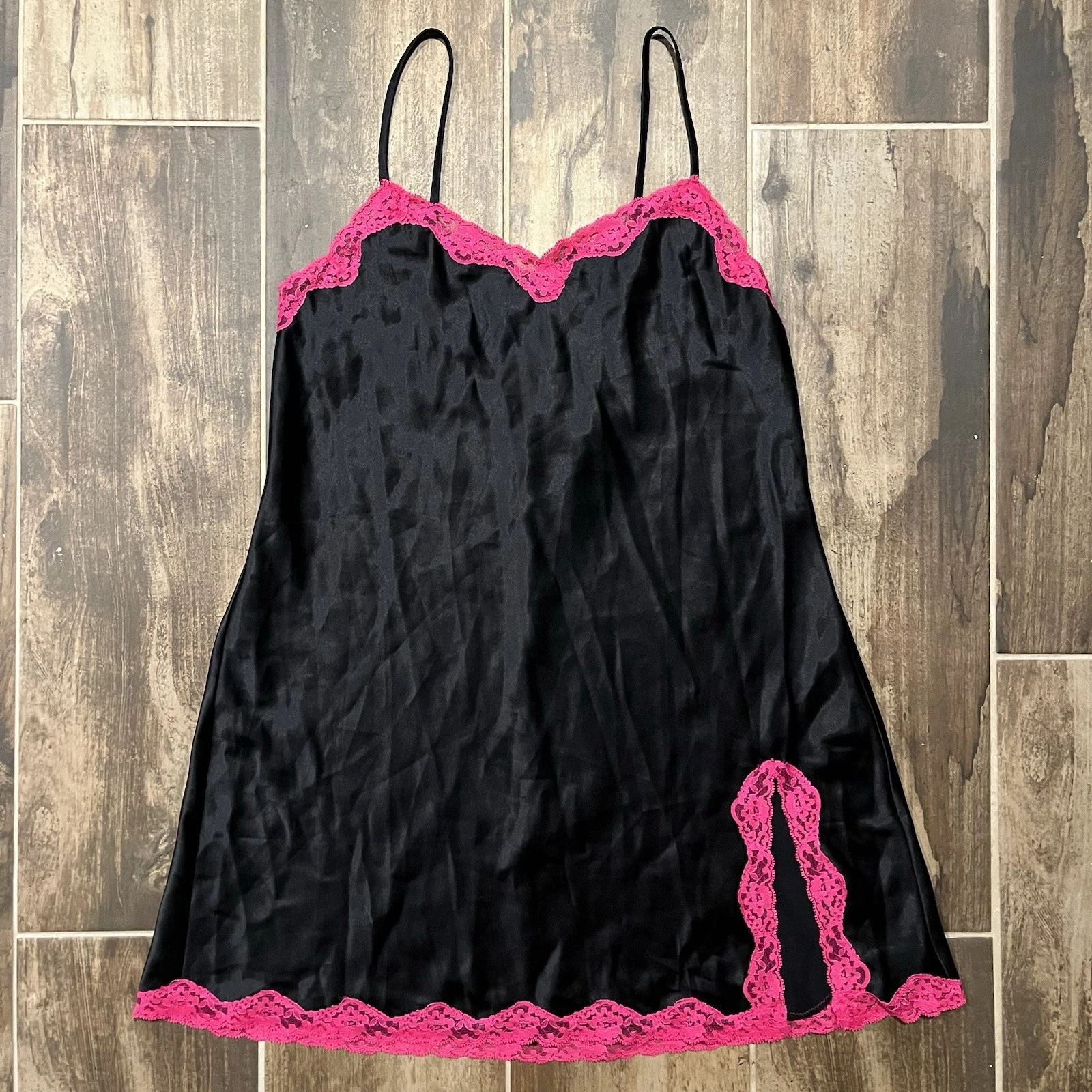 UNDERCOVER Mini lingerie vintage Victoria’s Secret abito slip donna M nero e rosa pizzo floreale