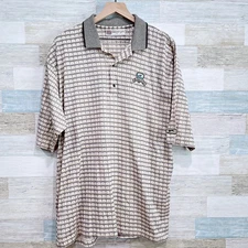 Blowing Rock Country Club Tipped Polo Shirt Beige Argyle Golf Slazenger Mens XL