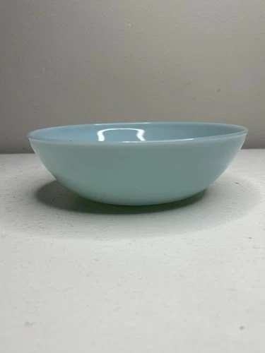 Vintage Fire King Blue Delphite Milk Glass Serving Bowl 8 in