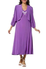 Antthony Women's 2-piece Soutache Midi Dress & Shrug Set Purple