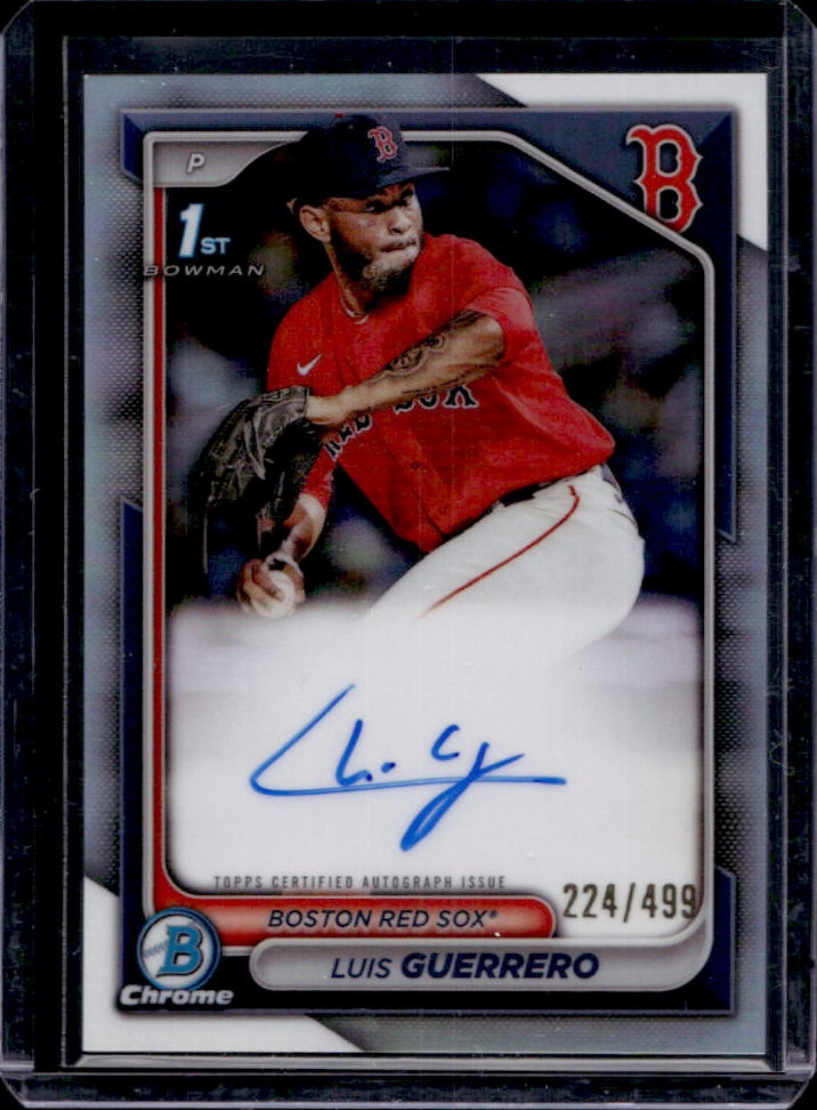 2024 Bowman Chrome Luis Guerrero Auto Refractor 1st #224/499 Red Sox