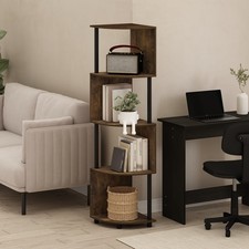 Econ 4-Tier Zigzag Corner Shelf Bookcase Bookshelf Amber Pine/Black
