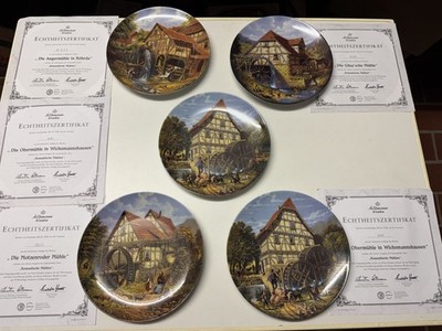 5 Wandteller Romantische Mühlen limitiertes Sammlerstück Horst Einöder Bradex