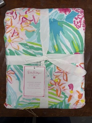 Lilly Pulitzer Pottery Barn Teen Via Flora Duvet Cover Full Queen Organic NWT
