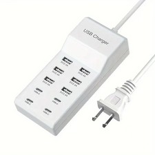 10-Port Portable USB Fast Charging Station Multi Port Charging Hub