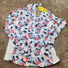 Puma Womens You-V Borrego 1/4 Zip Floral Athletic Pullover White XS 627665 01