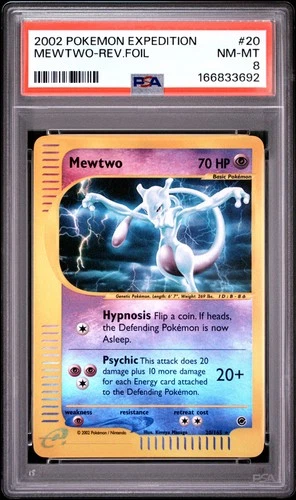Pokemon Mewtwo Reverse Holo Expedition 20/165 PSA 8