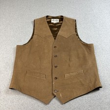 Scully Leather Vest Men 44 Long Brown Western Cowboy Button Southwest Boho READ