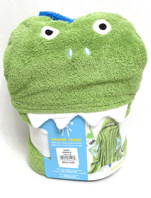 Lightning Bug Hooded Towel Dinosaur Green & Blue 28'' x 50'' Cotton Summer New