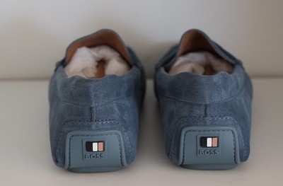 BOSS Mens Noel Mocc Suede Moccasins Penny Loafer Light Blue  display picture 2