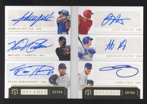 2010 National Treasures Decades Adrian Beltre Miguel Cabrera Rizzo AUTO's 3/5