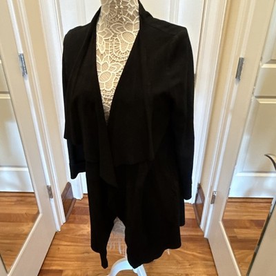 EILEEN FISHER Size Medium Goat Suede Leather Open Cascade Jacket $898