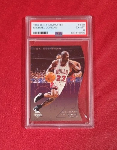 1997-98 Upper Deck #T59  Teammates  Michael Jordan Chicago Bulls NBA Card PSA 6