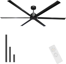 84 Inch Ceiling Fans without Light, Industrial Ceiling Fan with Remote Control,