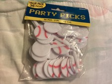 Baseballs Cupcake Cake Toppers Party Picks Birthday 36 Pieces - 3 Each . NEW