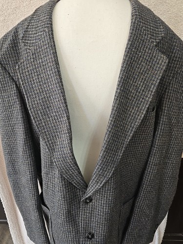 Woolrich Blazer Men's Size L Herringbone Gray/blue/brown Wool Button Vintage USA - Picture 6 of 20