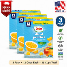 Dole Diced Peaches Fruit Bowls in 100 Fruit Juice 4 oz 12 Count 3 Pack